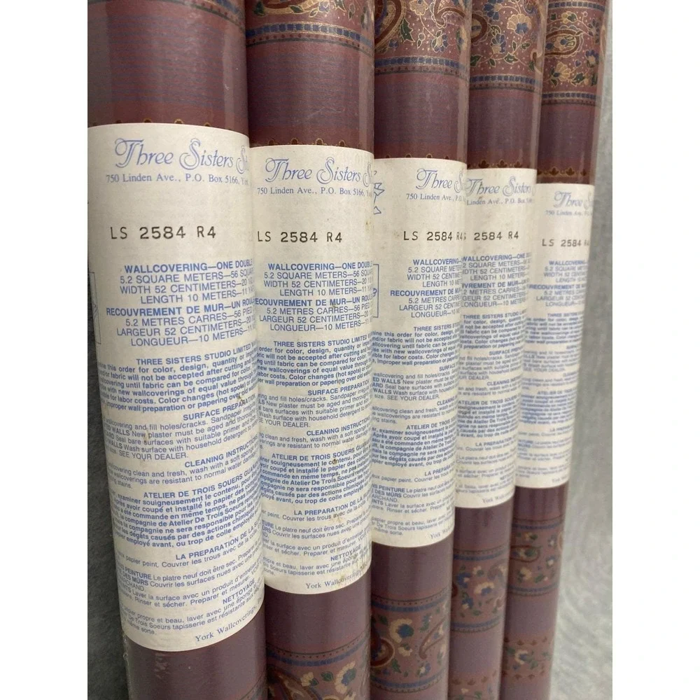 York Vintage 5 Rolls Three Sisters Studio Wallpaper LS 2584‎ R4 Paisley Floral